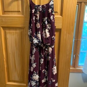 Plum floral high-neck mini dress